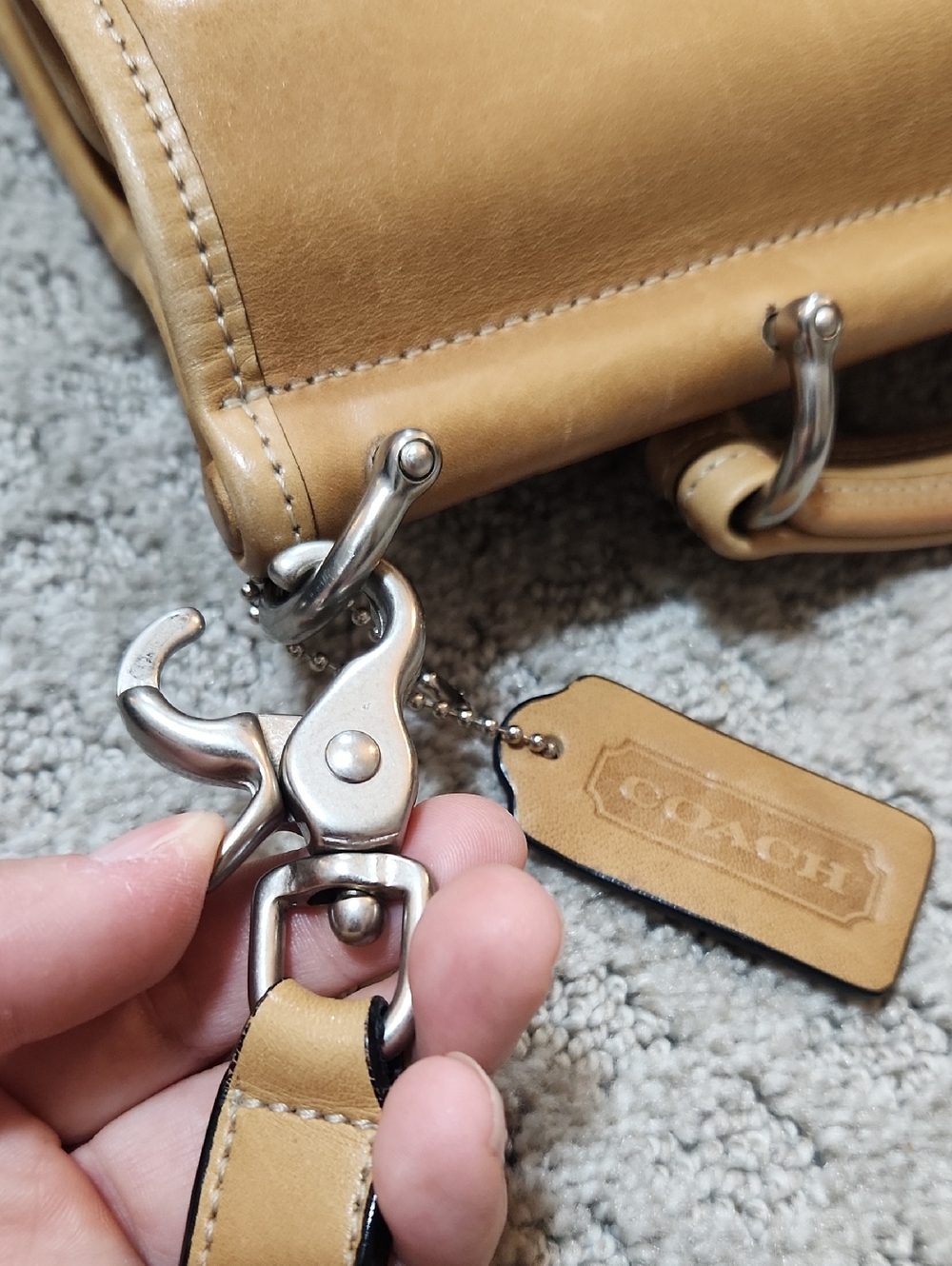 Coach Vintage Willis Bag Tan Leather Top Handle Satchel With Shoulder Strap - Picture 14 of 16